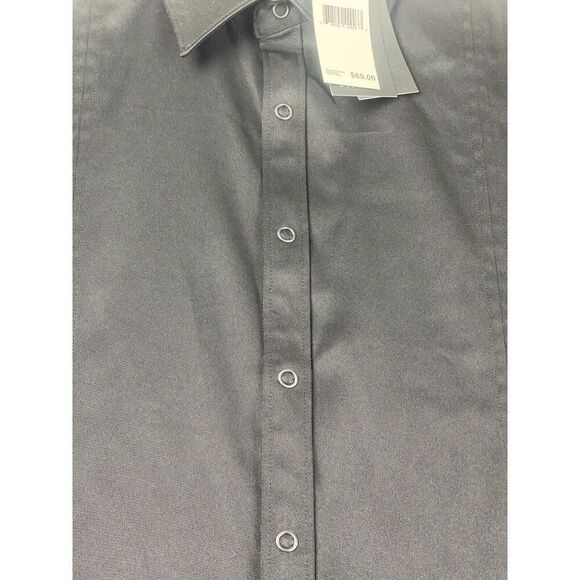 NWT Kenneth Cole New York Men's Snap Button-Up Shirt Size S Black Solid Stretch - Picture 4 of 15